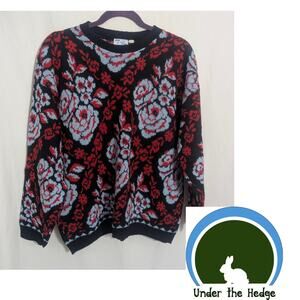 80s Multi Floral Knit Pullover Sweater One Size vintage indie funky